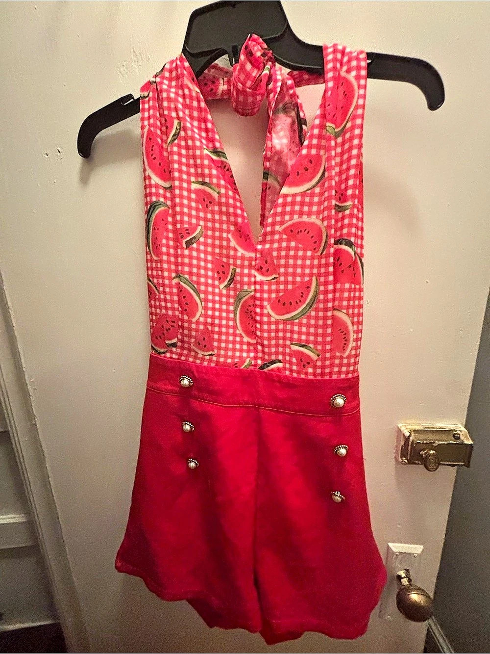 Pink Gingham Watermelon Skort